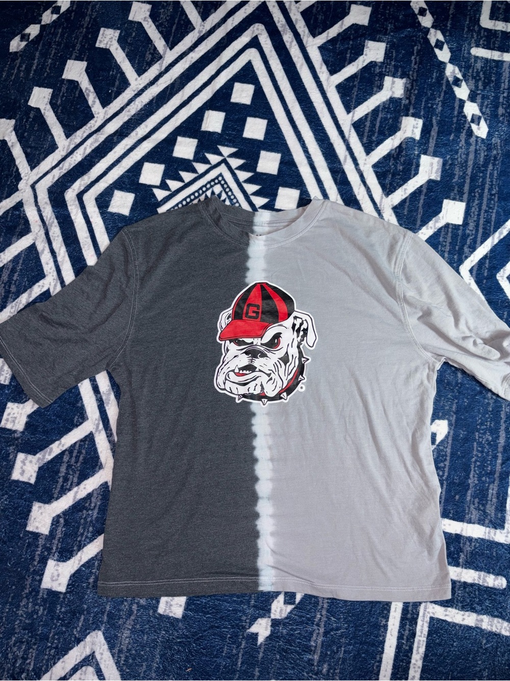 UGA Two-Tone Bulldog Graphic Tee -Gray & Charcoal University of Georgia GO DAWGS